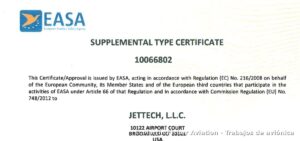 Certificado de tipo suplementario EASA número 10066802 emitido a JETTECH para la modificación de aviónica de un Citation